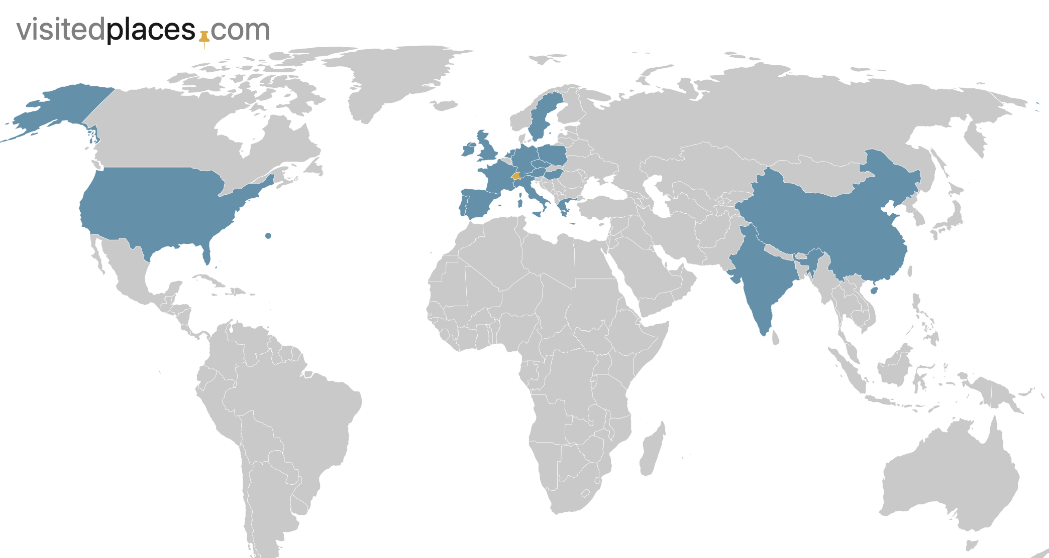 Map of countries visited